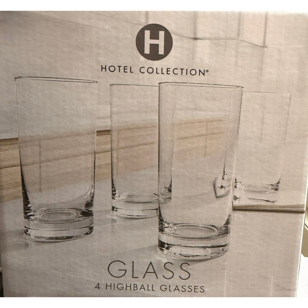 Hotel Collection set 4 clear highball glasses